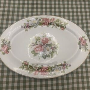 Vintage  Oval Platter with Floral Design